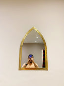 Golden Handmade Wall Mirror - Arch Brass Engraved Mirror Golden Handmade Wall Mirror - Arch Brass Engraved Mirror