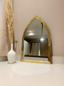 Golden Handmade Wall Mirror - Arch Brass Engraved Mirror Golden Handmade Wall Mirror - Arch Brass Engraved Mirror
