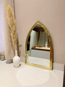 Golden Handmade Wall Mirror - Arch Brass Engraved Mirror Golden Handmade Wall Mirror - Arch Brass Engraved Mirror