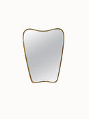 Italian Curved Antique Brass Mirror - Butterfly Irregular Aged Brass Mirror Italian Curved Antique Brass Mirror - Butterfly Irregular Aged Brass Mirror