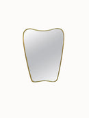 Italian Curved Antique Brass Mirror - Butterfly Irregular Aged Brass Mirror Italian Curved Antique Brass Mirror - Butterfly Irregular Aged Brass Mirror