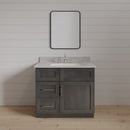 30 Inch Gray Stained Shaker Single Sink Bathroom Vanity with Drawers on the Left 30 Inch Gray Stained Shaker Single Sink Bathroom Vanity with Drawers on the Left