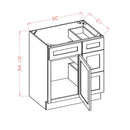 30 Inch Gray Stained Shaker Single Sink Bathroom Vanity with Drawers on the Right 30 Inch Gray Stained Shaker Single Sink Bathroom Vanity with Drawers on the Right