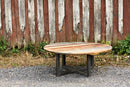 Reclaimed wood coffee table with metal legs - Rustic modern wooden plank table - FREE SHIPPING round wood coffee table Reclaimed wood coffee table with metal legs - Rustic modern wooden plank table - FREE SHIPPING round wood coffee table