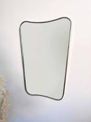 Italian Curved Silver Brass Mirror - Butterfly Wall Mirror Italian Curved Silver Brass Mirror - Butterfly Wall Mirror