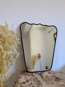 Black Frame Mirror, Italian Wavy Brass Mirror Black Frame Mirror, Italian Wavy Brass Mirror