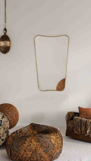 Italian Curved Unlacquered Brass Mirror - Butterfly Wall Mirror Italian Curved Unlacquered Brass Mirror - Butterfly Wall Mirror