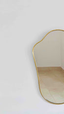 Brass Wall Mirror - Italian Shield Antique Unlacquered Brass Mirror Brass Wall Mirror - Italian Shield Antique Unlacquered Brass Mirror