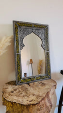 Handmade Moroccan Mirror - Engraved Yellow Frame Mirror Handmade Moroccan Mirror - Engraved Yellow Frame Mirror