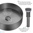 Zeek 14” Gunmetal Black Round Vessel Bathroom Sink Stainless Steel PVD Nano Tech Coating ZN-B144 Zeek 14” Gunmetal Black Round Vessel Bathroom Sink Stainless Steel PVD Nano Tech Coating ZN-B144