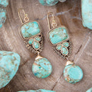Imara Blue Turquoise and Golden Statement Earrings Imara Blue Turquoise and Golden Statement Earrings