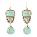 Imara Blue Turquoise and Golden Statement Earrings Imara Blue Turquoise and Golden Statement Earrings