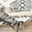 Jarales Cream/Black Tribal Tassel Wool Rug - Clearance Jarales Cream/Black Tribal Tassel Wool Rug - Clearance