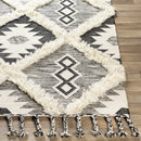 Jarales Cream/Black Tribal Tassel Wool Rug - Clearance Jarales Cream/Black Tribal Tassel Wool Rug - Clearance