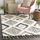 Jarales Cream/Black Tribal Tassel Wool Rug - Clearance Jarales Cream/Black Tribal Tassel Wool Rug - Clearance