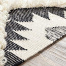 Jarales Cream/Black Tribal Tassel Wool Rug - Clearance Jarales Cream/Black Tribal Tassel Wool Rug - Clearance