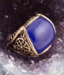 Lace Blue Agate Golden Statement Ring Lace Blue Agate Golden Statement Ring
