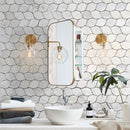 Palia White Dolomite Mosaic Tile Leaf Design on 12" x 12" Mesh - Polished Palia White Dolomite Mosaic Tile Leaf Design on 12" x 12" Mesh - Polished