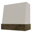 Light Grey Wood Range Hood With Angled Front and Walnut Band - 30", 36", 42", 48", 54" and 60" Widths Available Light Grey Wood Range Hood With Angled Front and Walnut Band - 30", 36", 42", 48", 54" and 60" Widths Available