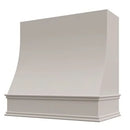Light Grey Wood Range Hood With Sloped Front and Decorative Trim - 30", 36", 42", 48", 54" and 60" Widths Available Light Grey Wood Range Hood With Sloped Front and Decorative Trim - 30", 36", 42", 48", 54" and 60" Widths Available