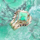 Aztec Lime Green Turquoise Golden Ring Set Aztec Lime Green Turquoise Golden Ring Set
