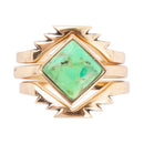 Aztec Lime Green Turquoise Golden Ring Set Aztec Lime Green Turquoise Golden Ring Set