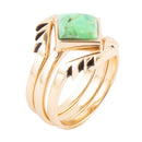 Aztec Lime Green Turquoise Golden Ring Set Aztec Lime Green Turquoise Golden Ring Set