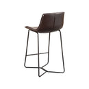 Live Edge Leather Pub Chairs, Dark Brown Live Edge Leather Pub Chairs, Dark Brown