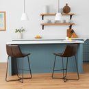 Live Edge Leather Pub Chairs, Dark Brown Live Edge Leather Pub Chairs, Dark Brown