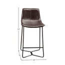 Live Edge Leather Pub Chairs, Dark Brown Live Edge Leather Pub Chairs, Dark Brown