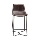 Live Edge Leather Pub Chairs, Dark Brown Live Edge Leather Pub Chairs, Dark Brown