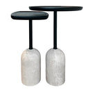 Castor Side Table Set Of 2 With Travertine Legs And Wooden Top Castor Side Table Set Of 2 With Travertine Legs And Wooden Top