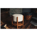 Round Puff with Wooden Base and Shelf Round Puff with Wooden Base and Shelf