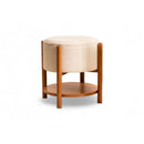 Round Puff with Wooden Base and Shelf Round Puff with Wooden Base and Shelf