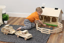 Wooden Toy Pickup Truck and Flatbed Trailer with Skidloader Set Wooden Toy Pickup Truck and Flatbed Trailer with Skidloader Set