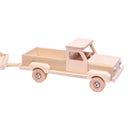 Wooden Toy Pickup Truck and Flatbed Trailer with Skidloader Set Wooden Toy Pickup Truck and Flatbed Trailer with Skidloader Set
