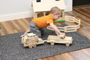 Wooden Toy Pickup Truck and Flatbed Trailer with Skidloader Set Wooden Toy Pickup Truck and Flatbed Trailer with Skidloader Set