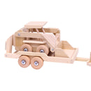 Wooden Toy Pickup Truck and Flatbed Trailer with Skidloader Set Wooden Toy Pickup Truck and Flatbed Trailer with Skidloader Set