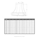Unfinished Range Hood With Curved Front and Brass Strapping - 30", 36", 42", 48", 54" and 60" Widths Available Unfinished Range Hood With Curved Front and Brass Strapping - 30", 36", 42", 48", 54" and 60" Widths Available