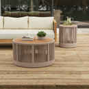 Modern Rustic Coffee Table & Side Table With Woven Rope Design (SAK56739) Modern Rustic Coffee Table & Side Table With Woven Rope Design (SAK56739)