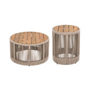 Modern Rustic Coffee Table & Side Table With Woven Rope Design (SAK56739) Modern Rustic Coffee Table & Side Table With Woven Rope Design (SAK56739)