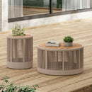 Modern Rustic Coffee Table & Side Table With Woven Rope Design (SAK56739) Modern Rustic Coffee Table & Side Table With Woven Rope Design (SAK56739)
