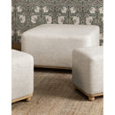 Natural Wooden Round Leg Detailed Linen Pouf - (W)17.7" (L)17.7" (H)19.7" Natural Wooden Round Leg Detailed Linen Pouf - (W)17.7" (L)17.7" (H)19.7"