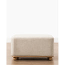 Natural Wooden Round Leg Detailed Linen Pouf - (W)21.6" (L)27.5" (H)19.7" Natural Wooden Round Leg Detailed Linen Pouf - (W)21.6" (L)27.5" (H)19.7"