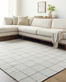 Nissa White Gray Checkered Wool Rug Nissa White Gray Checkered Wool Rug