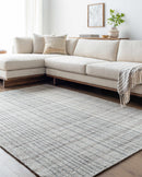 Nissa Gray Blue Checkered Wool Rug Nissa Gray Blue Checkered Wool Rug