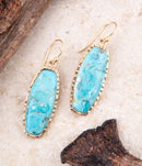 Odyssey Long Blue Turquoise and Golden Statement Earrings Odyssey Long Blue Turquoise and Golden Statement Earrings