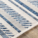 Olin White&Blue Striped Nordic Rug Olin White&Blue Striped Nordic Rug