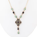 Barcelona Black Onyx and Blue Turquoise Golden Y-Necklace Barcelona Black Onyx and Blue Turquoise Golden Y-Necklace