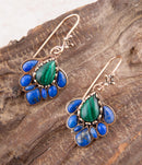 Peacock Blue Lapis Golden Drop Earrings Peacock Blue Lapis Golden Drop Earrings